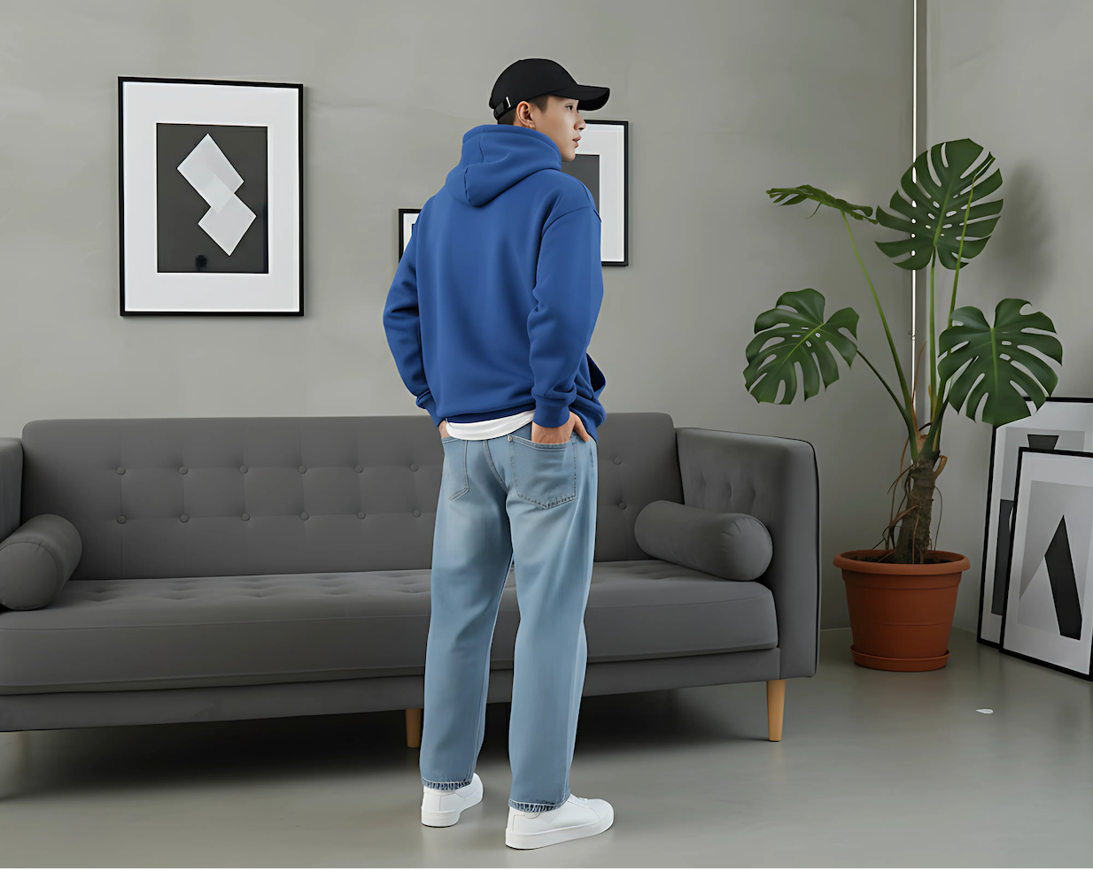 KNITTED The Essential Royal Blue Oversized Hoodie