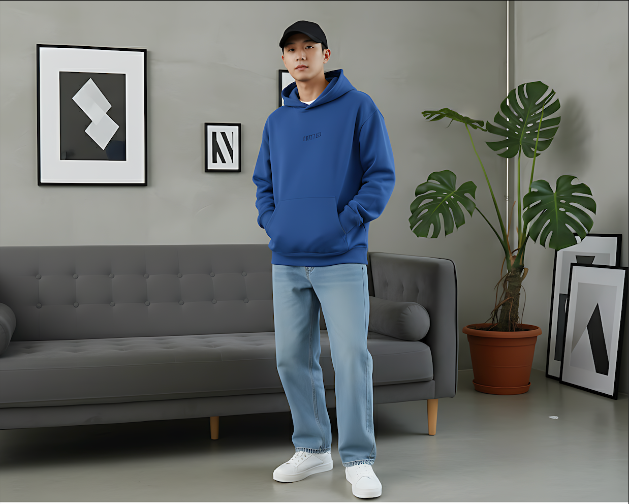 KNITTED The Essential Royal Blue Oversized Hoodie