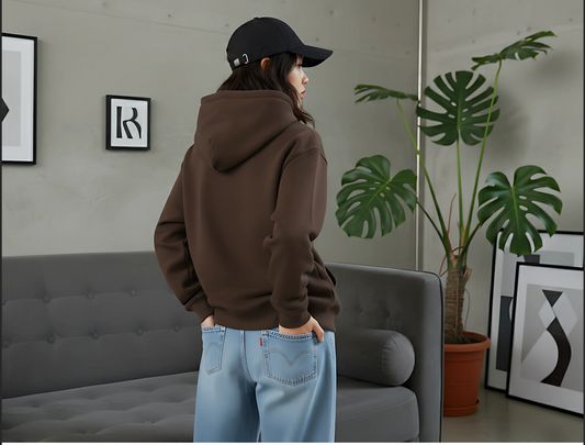 KNITTED The Essential Dark Brown Oversized Hoodie for Female