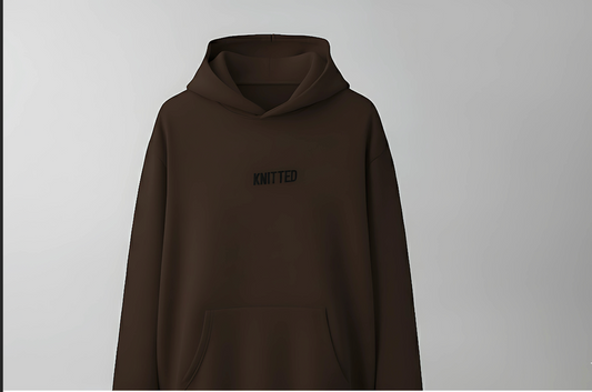 KNITTED The Essential Dark Brown Oversized Hoodie for Female