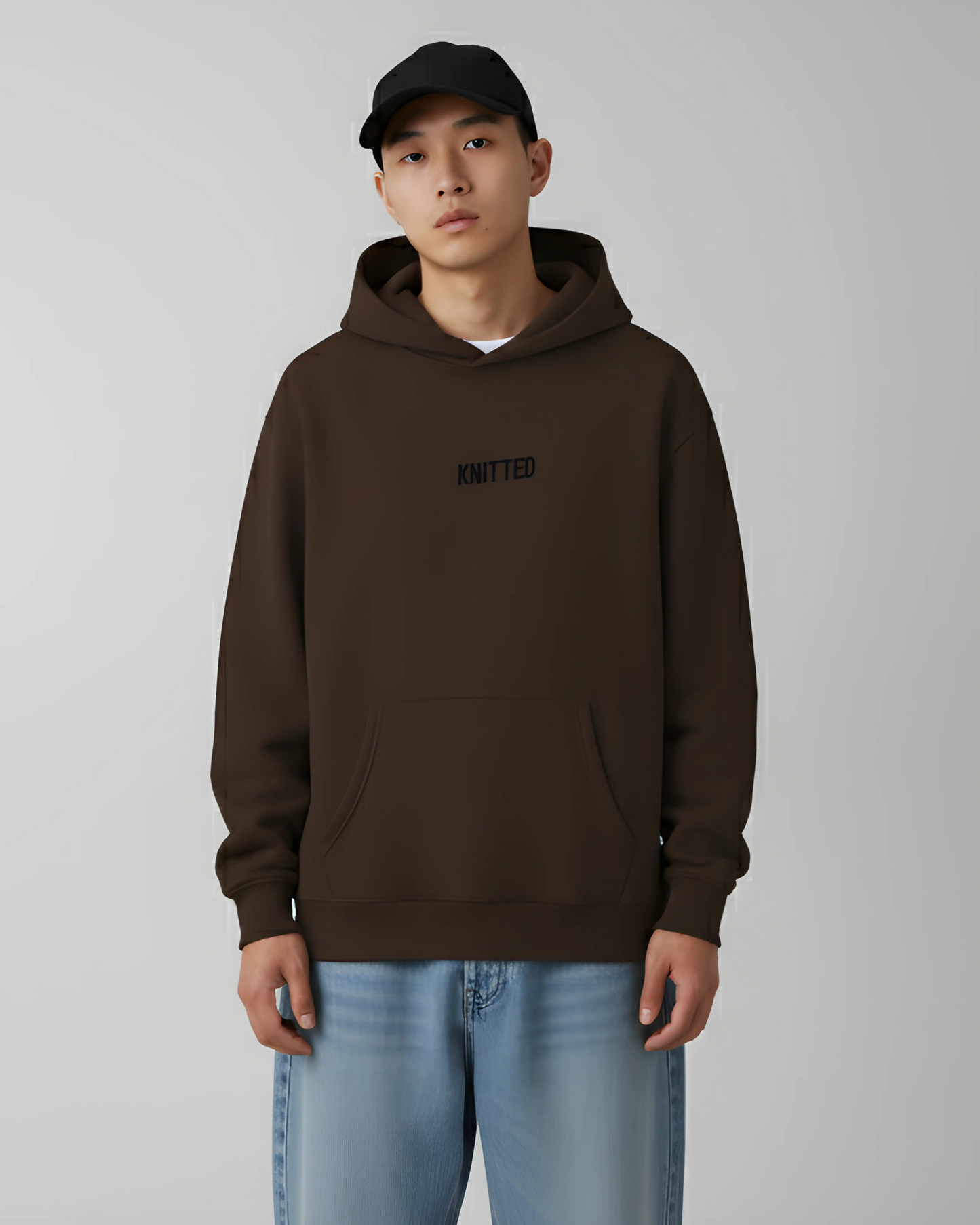 KNITTED The Essential Dark Brown Oversized Hoodie